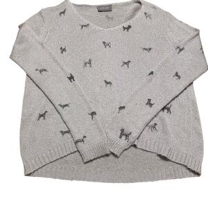 Wooden Ships | Light Gray Dog Pattern Sweater | Sz S/M